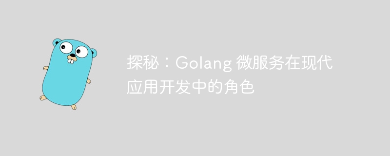 探秘：golang 微服务在现代应用开发中的角色