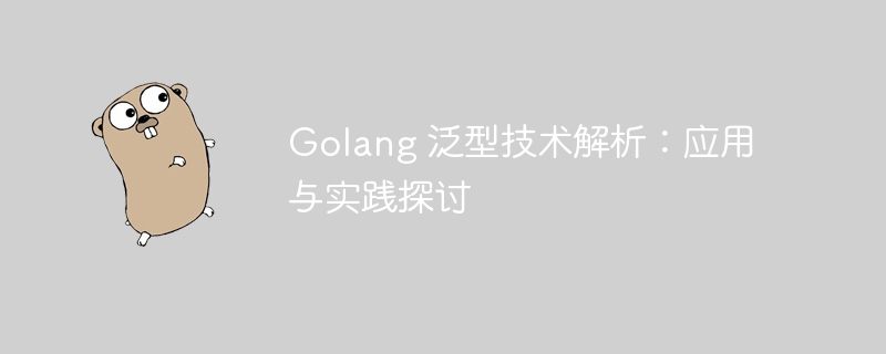 golang 泛型技术解析：应用与实践探讨