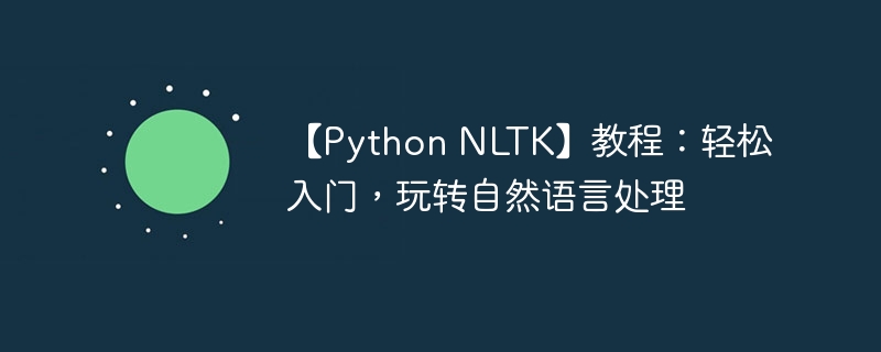 【python nltk】教程：轻松入门，玩转自然语言处理