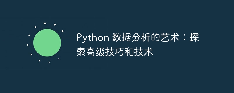 python 数据分析的艺术：探索高级技巧和技术