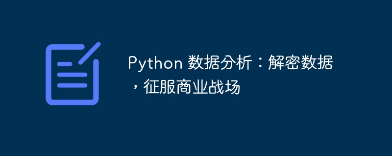 python 数据分析：解密数据，征服商业战场