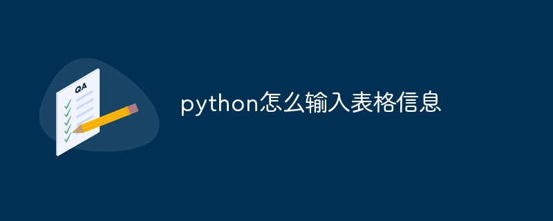 python怎么输入表格信息