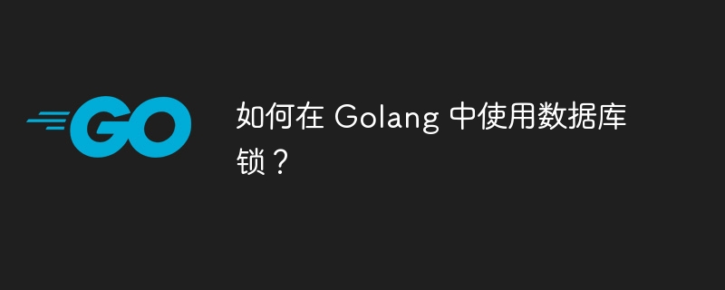 如何在 Golang 中使用数据库锁？