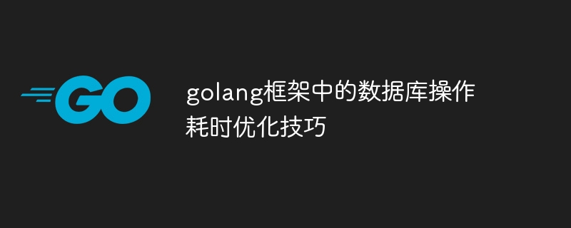 golang框架中的数据库操作耗时优化技巧