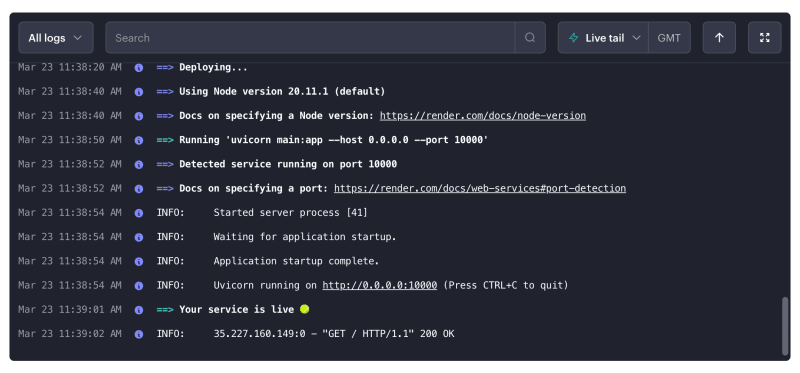 部署 Python FastAPI 应用程序进行渲染